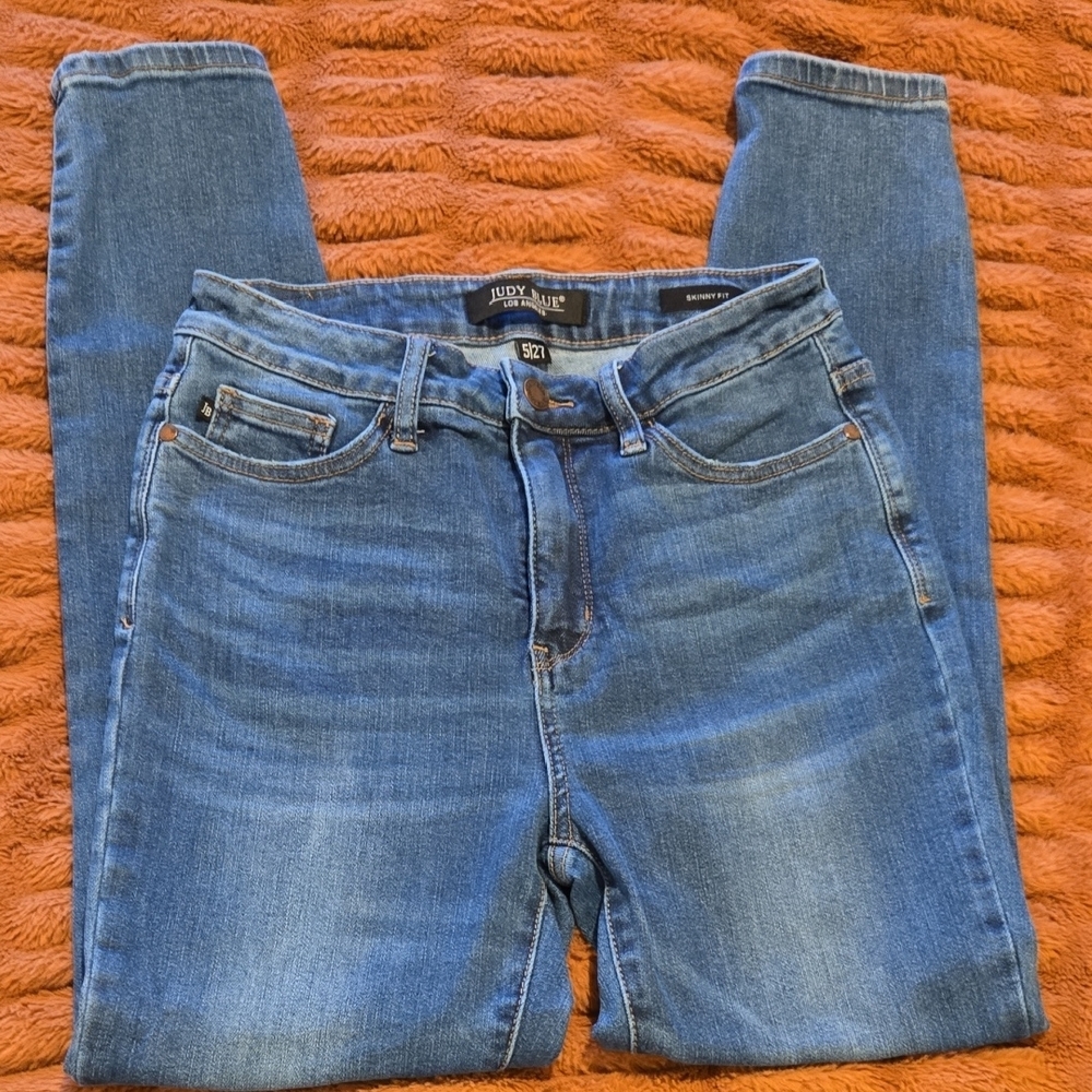 Judy Blue Skinny High Rise Blue Jeans with Faded Wash